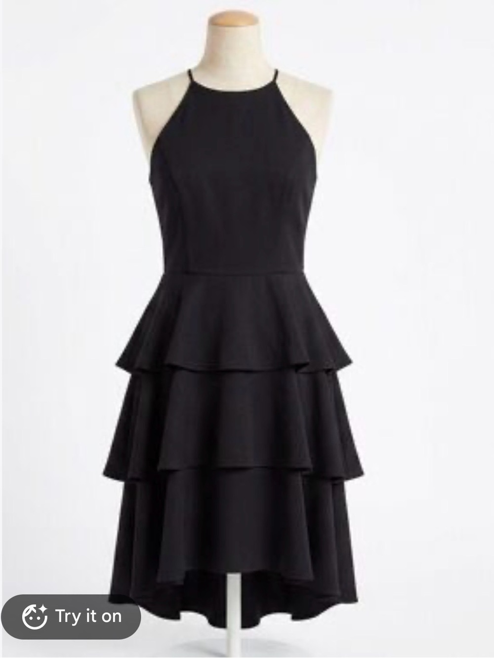 Aidan Mattox Black Halter Tiered High-Low Dress